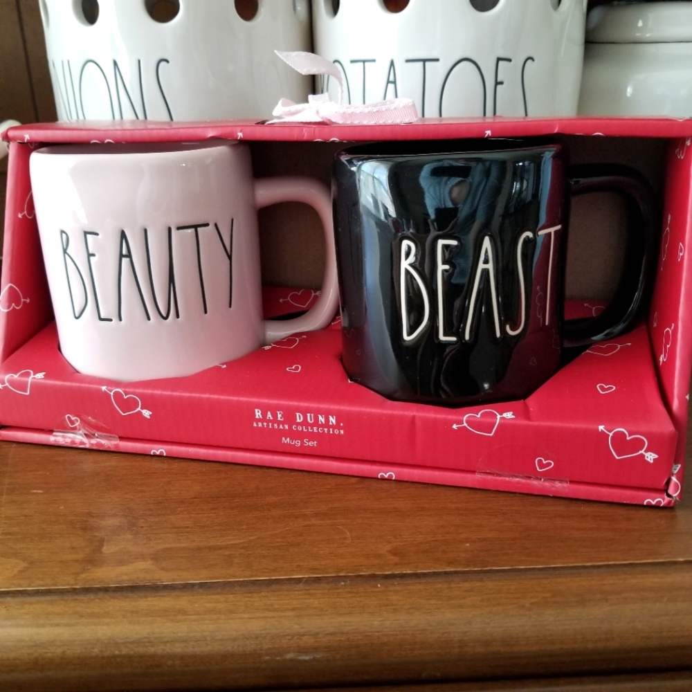 NEW Rae Dunn Beauty and Beast Mugs set